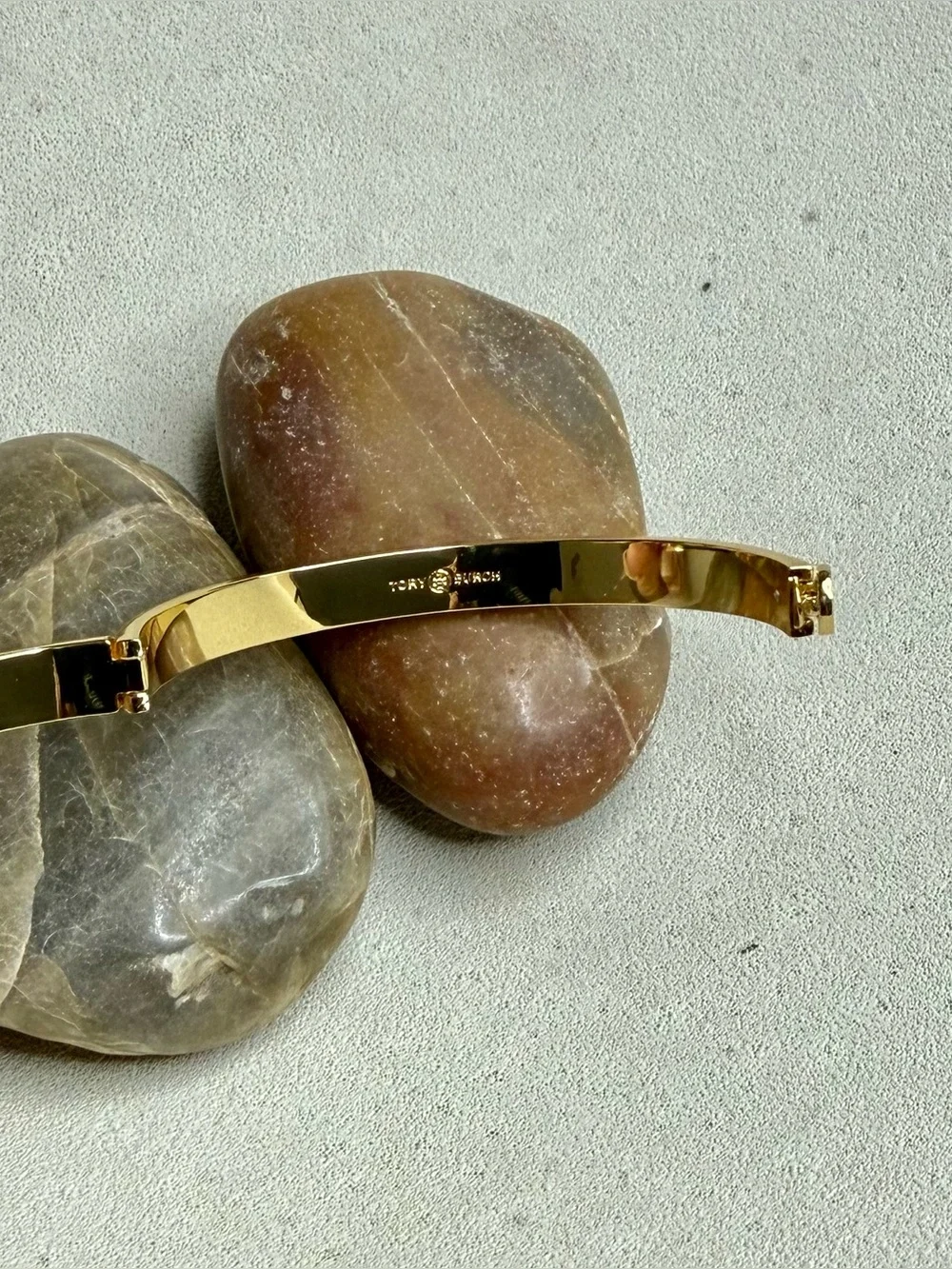Tory Burch Gold and Black Enamel Bangle Bracelet